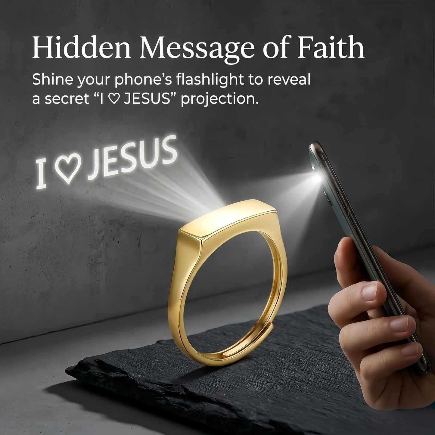 Adjustable 18k Silver & Gold Faith Projection Ring